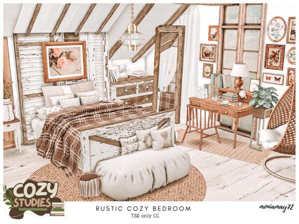 Rustic Cozy Bedroom CC by Moniamay72 Sims 4 CC