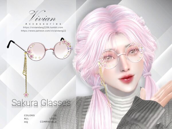 Sakura – Glasses by VivianDang Sims 4 CC