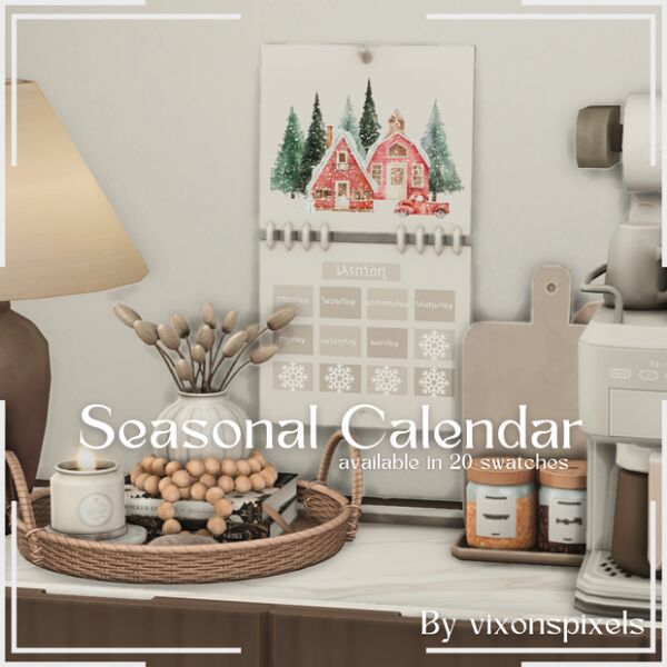 Seasonal Calendar by Vixonspixels Sims 4 CC