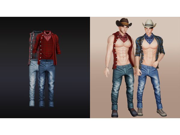 Stylish Cowboy Set by Beto Sims 4 CC