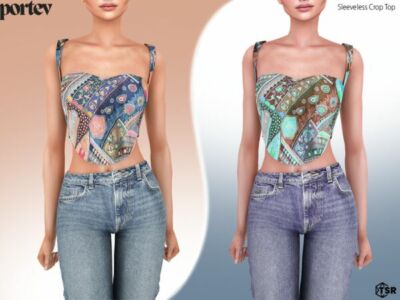 Sleeveless Crop Top by Portev Sims 4 CC