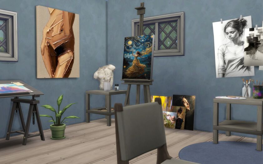 sims 4 cc small art studio screenshots 3