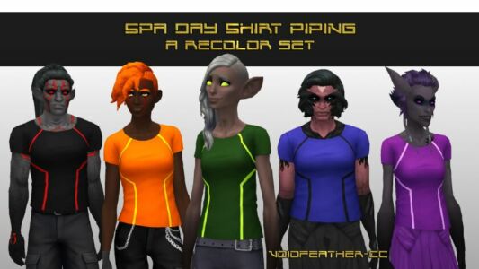 Spa Day Shirt Piping Recolor Set Sims 4 CC