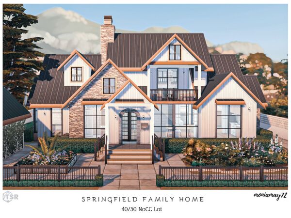 Springfield Family Home NoCC Lot Sims 4 CC