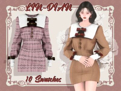 Stylish Square Neck Dress by Lin_Dian Sims 4 CC