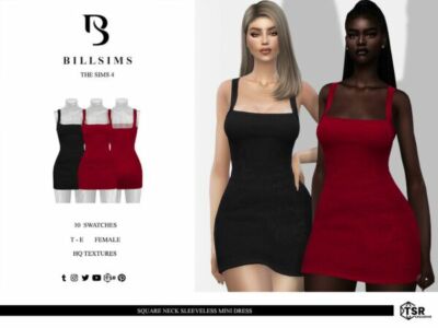 Stylish Square Neck Sleeveless Mini Dress Sims 4 CC