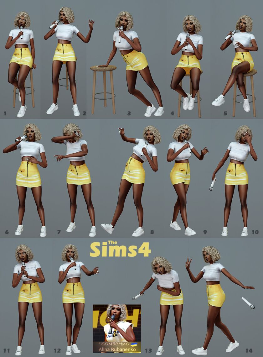 sims 4 cc stand up comedy poses microphone acc blender 2