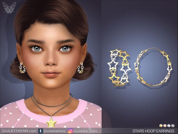 Charming Stars Hoop Earrings for Kids Sims 4 CC