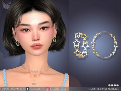 Stars Hoops Earrings Sims 4 CC