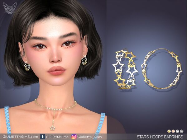 Stars Hoops Earrings Sims 4 CC