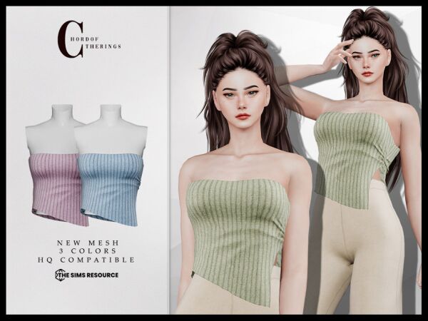 Stylish Strapless Crop Top for Sims Sims 4 CC