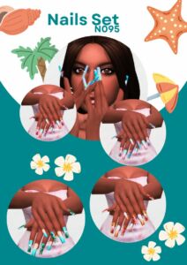 Summer Nails Set N095 Sims 4 CC