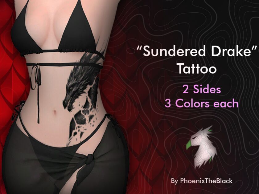 Sundered Drake Tattoo Sims 4 CC