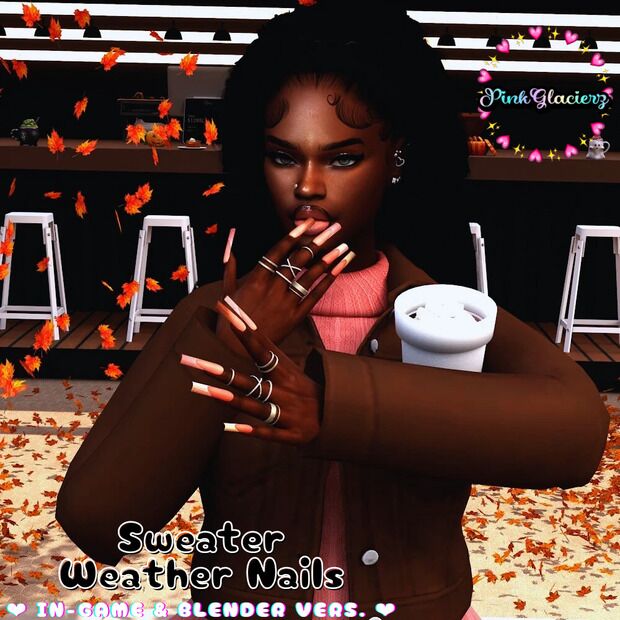 sims 4 cc sweater weather nails by pinkglacierz 2