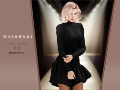 Stylish Tamia Dress by _Wazowski_ Sims 4 CC