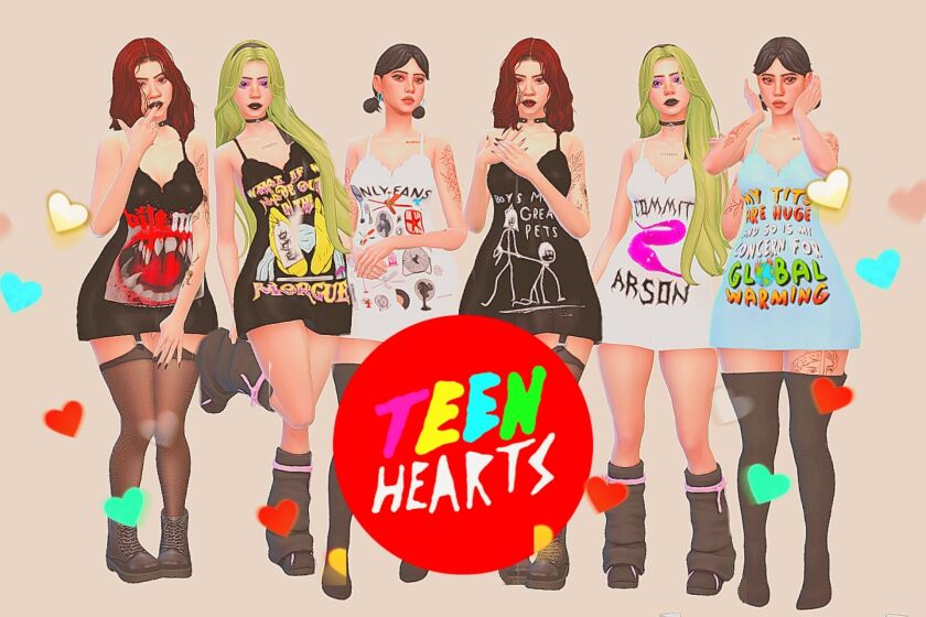 sims 4 cc teen hearts dresses revamp zombi sims 4