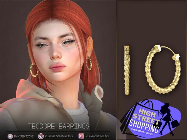 Teodore Earrings by PlayersWonderland Sims 4 CC