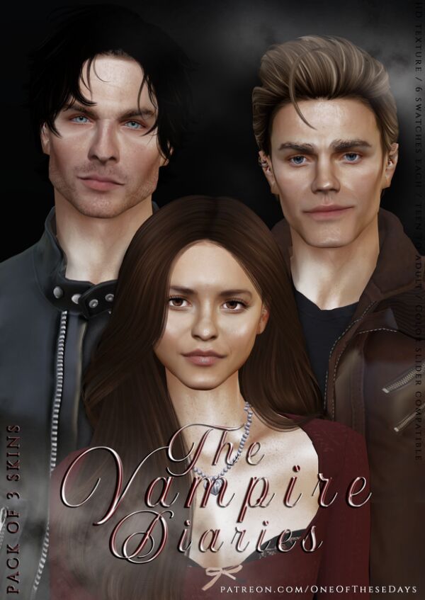 The Vampire Diaries – Pack Of 3 Skins & Tray Files + Lipstick Sims 4 CC