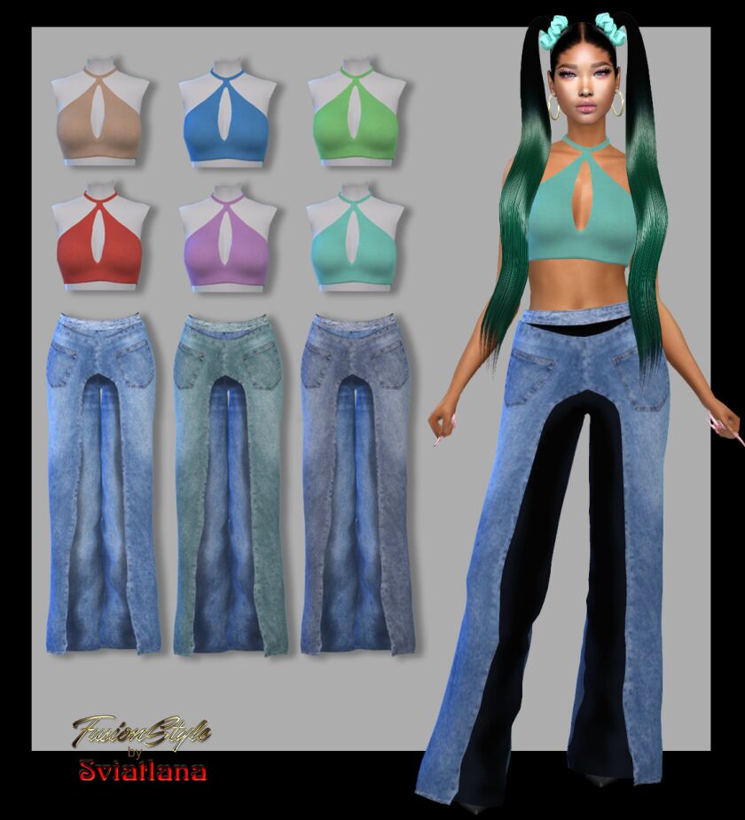 Stylish Top & Jeans Collection Sims 4 CC