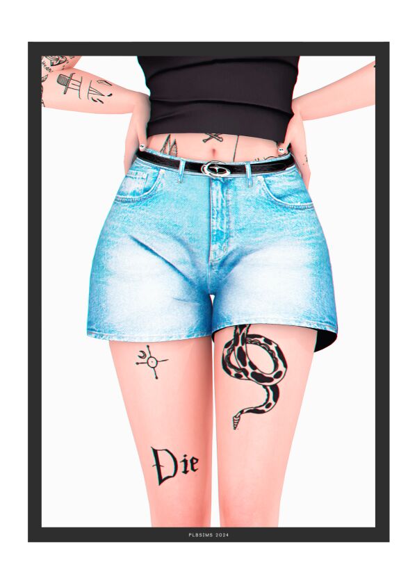 Stylish Touch Denim Shorts with Belt Sims 4 CC