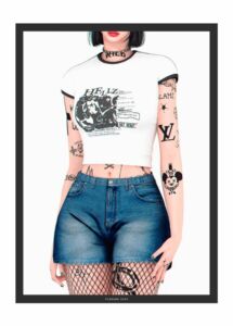 Touch Tee & Denim Shorts Sims 4 CC