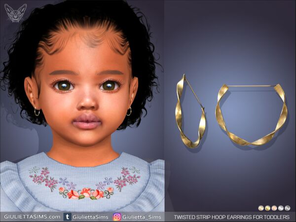 Twisted Strip Hoop Earrings for Toddlers Sims 4 CC