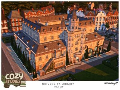 Stunning University Library Lot Without CC Sims 4 CC