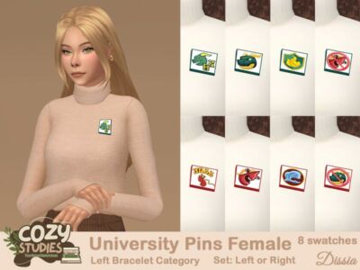 Stylish University Pins Female Set Sims 4 CC