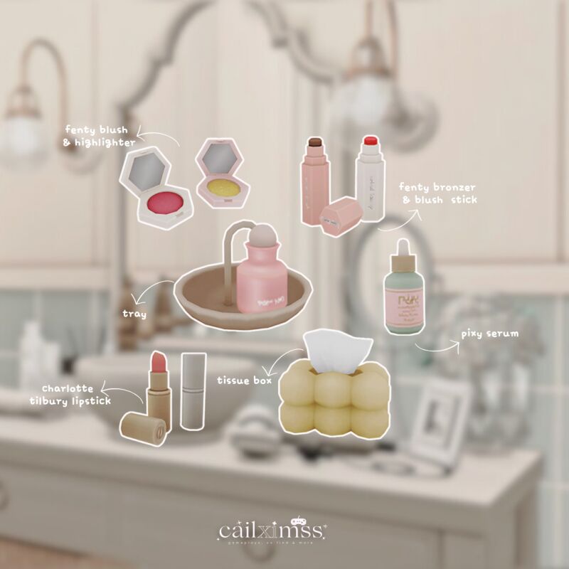 sims 4 cc vanity essentials set chic cosmetics by bostyny 3