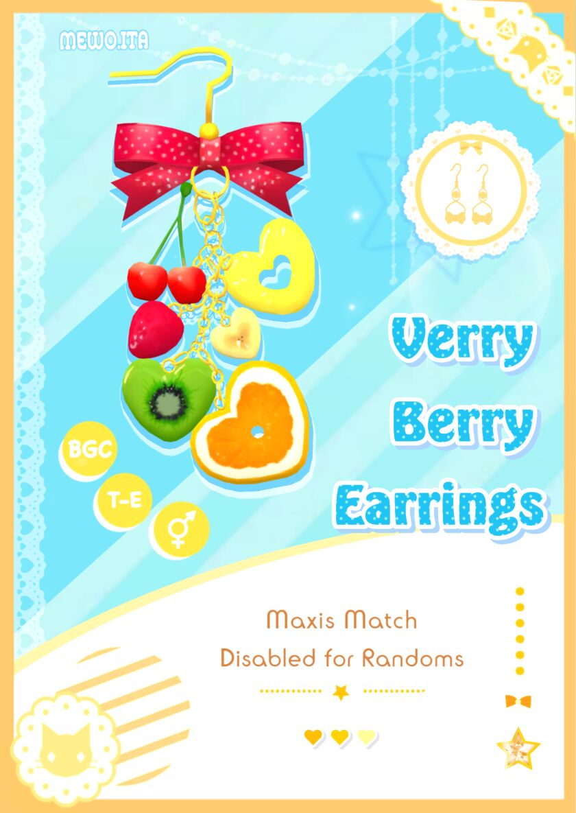 Verry Berry Earrings Sims 4 CC