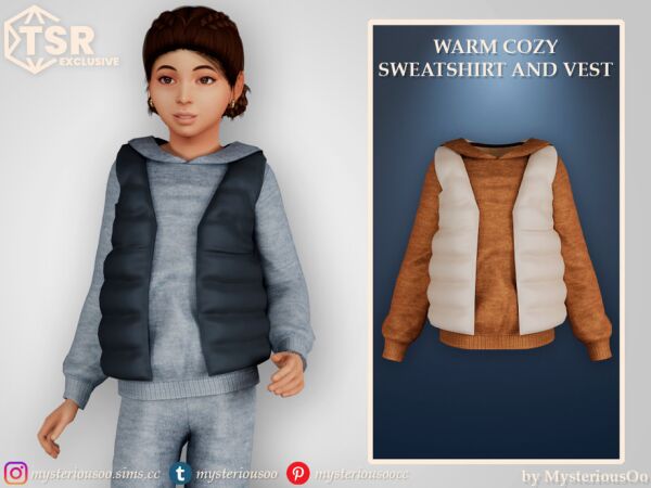 Warm Cozy Sweatshirt And Vest Sims 4 CC