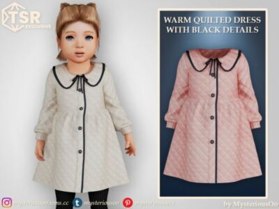 Stylish Warm Quilted Dress for Toddlers Sims 4 CC