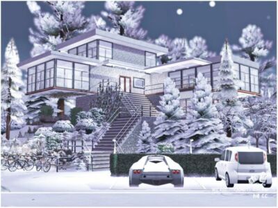 Stunning Winter Modern Estate Lot Sims 4 CC