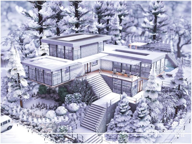 sims 4 cc winter modern estate no cc lot 2