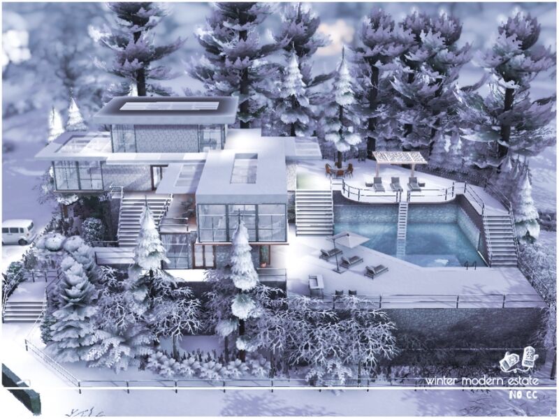 sims 4 cc winter modern estate no cc lot 3