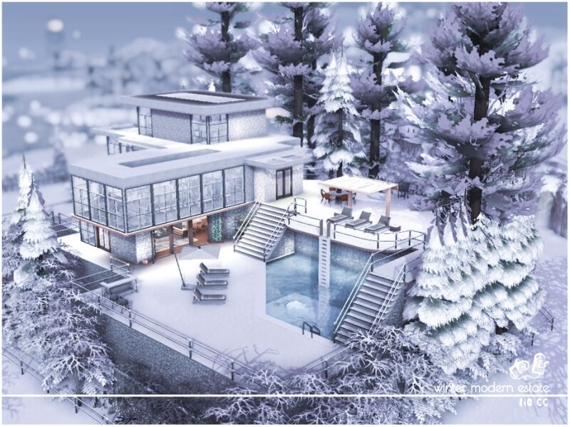 sims 4 cc winter modern estate no cc lot 4