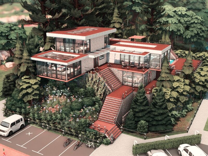 sims 4 cc winter modern estate no cc lot 8