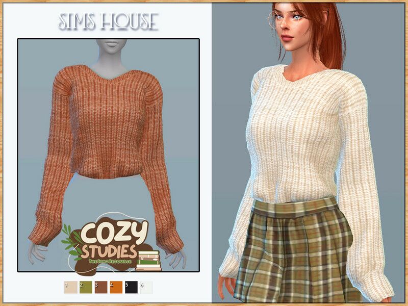 Cozy Women’s Knitted Sweater for The Sims 4 Sims 4 CC