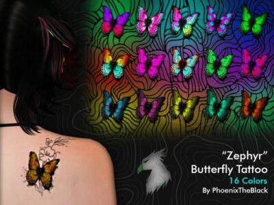 Zephyr Butterfly Tattoo Sims 4 CC