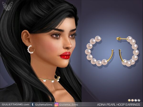 Adina Pearl Hoop Earrings Sims 4 CC