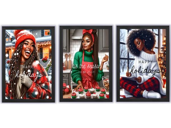 Stunning Christmas Art Featuring African American Woman Sims 4 CC