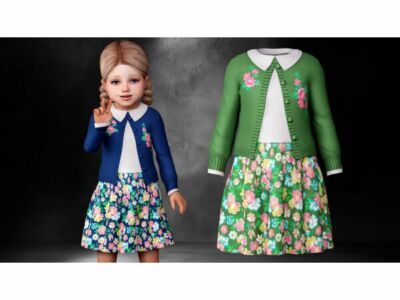 Aiko – Floral Skirt And Cardigan SET Sims 4 CC