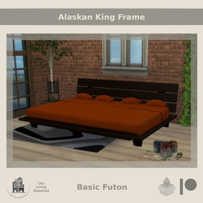 Alaskan King Frame: Futon Sims 4 CC