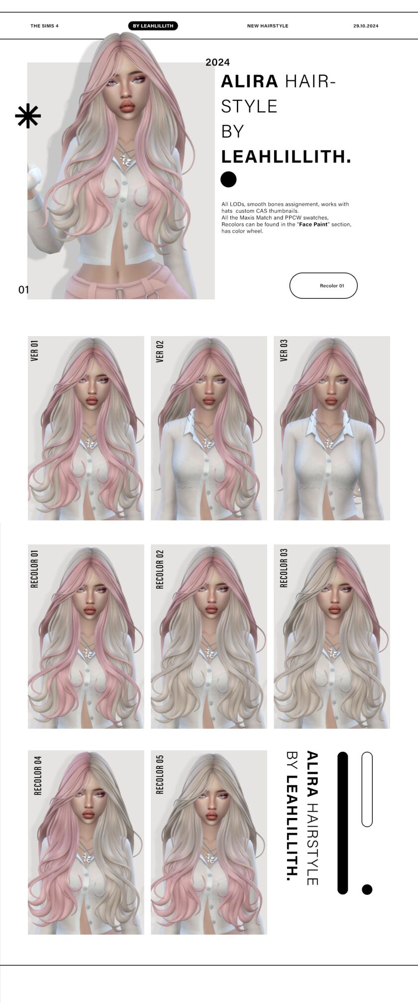 Alira Hairstyle: Download (Maxis Match & PPCW) Sims 4 CC