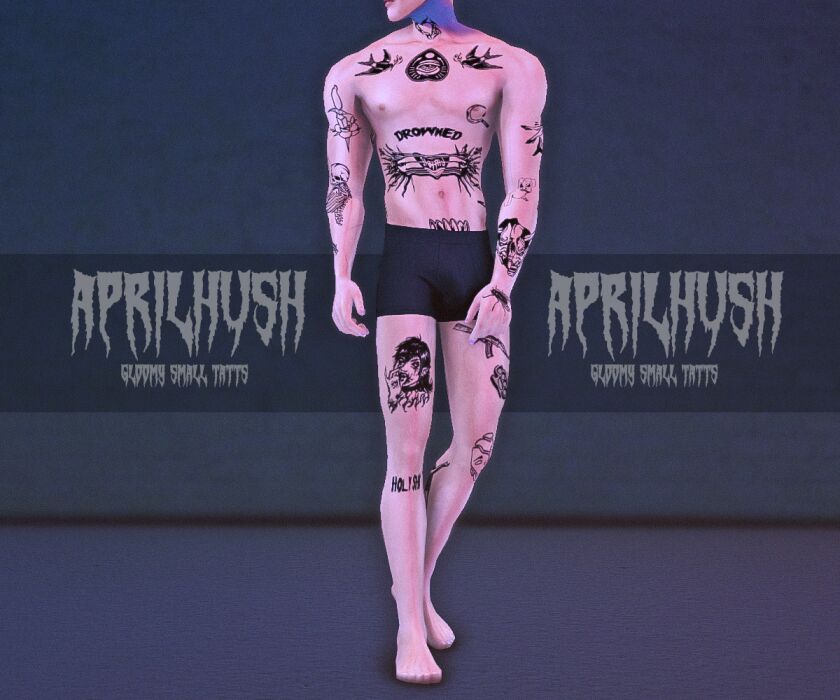 [Aprilhush] Gloomy Small Tatts Sims 4 CC