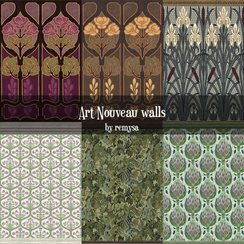 Stunning Art Nouveau Walls Sims 4 CC