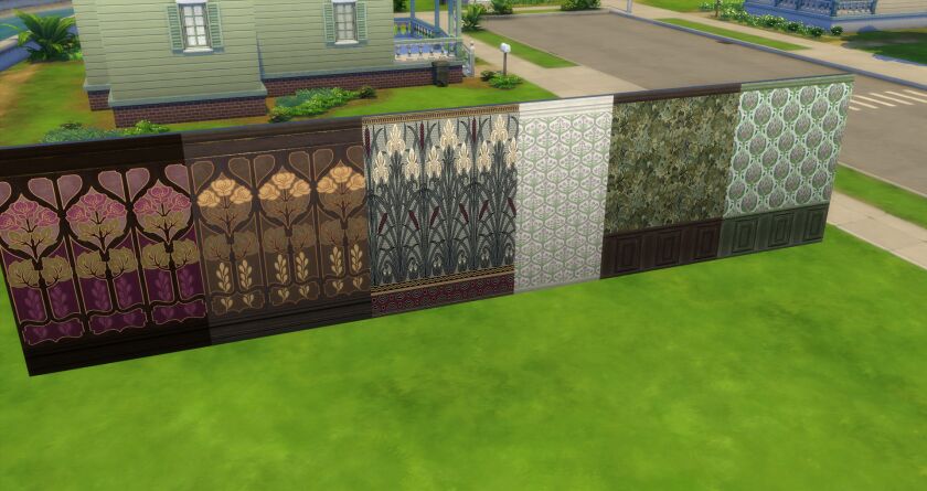 sims 4 cc art nouveau walls 3