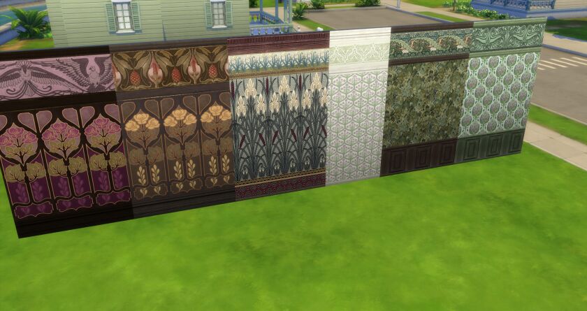 sims 4 cc art nouveau walls 4