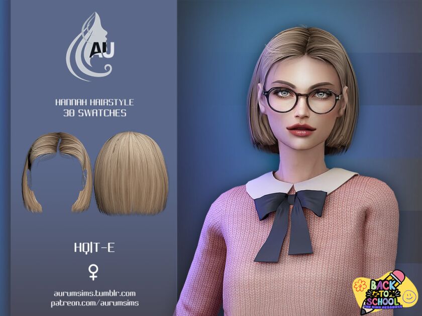 Hannah Hairstyle – Back To School Collection by Aurum Sims 4 CC