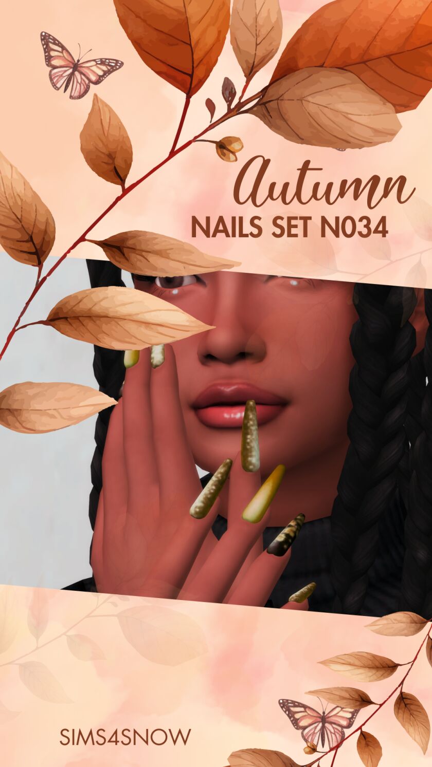 Autumn Nails Set N034 Sims 4 CC